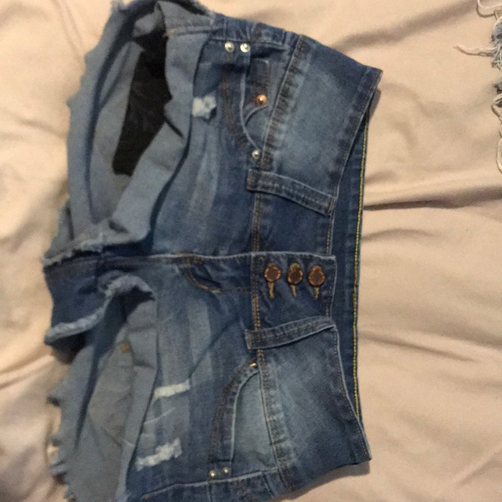 dark denim shorts
